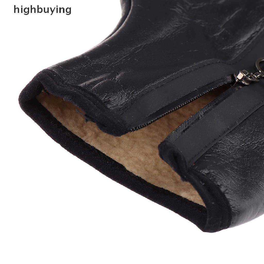 1 Đôi Tất Da Phối Nhung Dày Giữ Ấm Có Khóa Kéo Thời Trang Mùa Đông