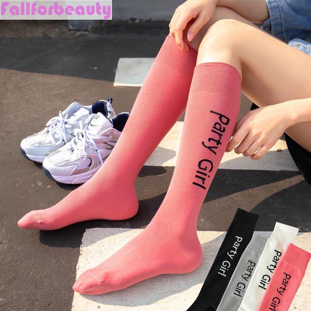 Vớ Cao Qua Gối Thoáng Khí Co Giãn In Chữ Ngọt Ngào Phong Cách Hàn Quốc Cho Nữ
