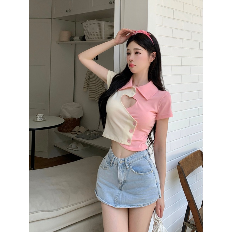 Áo Croptop Tay Ngắn Dáng Ôm Thời Trang Mùa Hè Xinh Xắn Cho Nữ