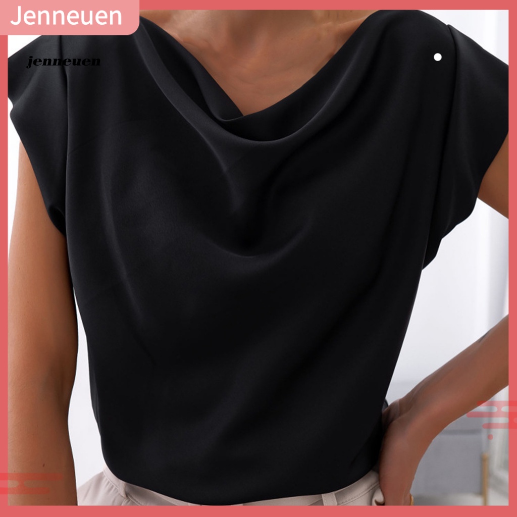 Áo Sơ Mi Vải Satin Tay Ngắn Dáng Ôm Thời Trang Mùa Hè Cho Nữ