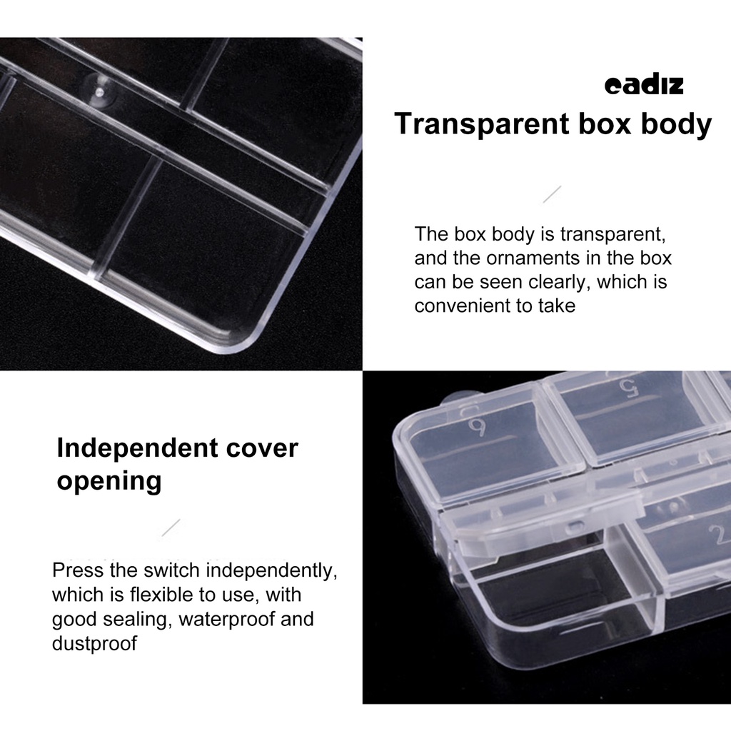Bộ 5 Hộp Nhựa Trong Suốt 6 Ngăn Đựng Trang Sức Sức Chứa Lớn Tiết Kiệm Không Gian