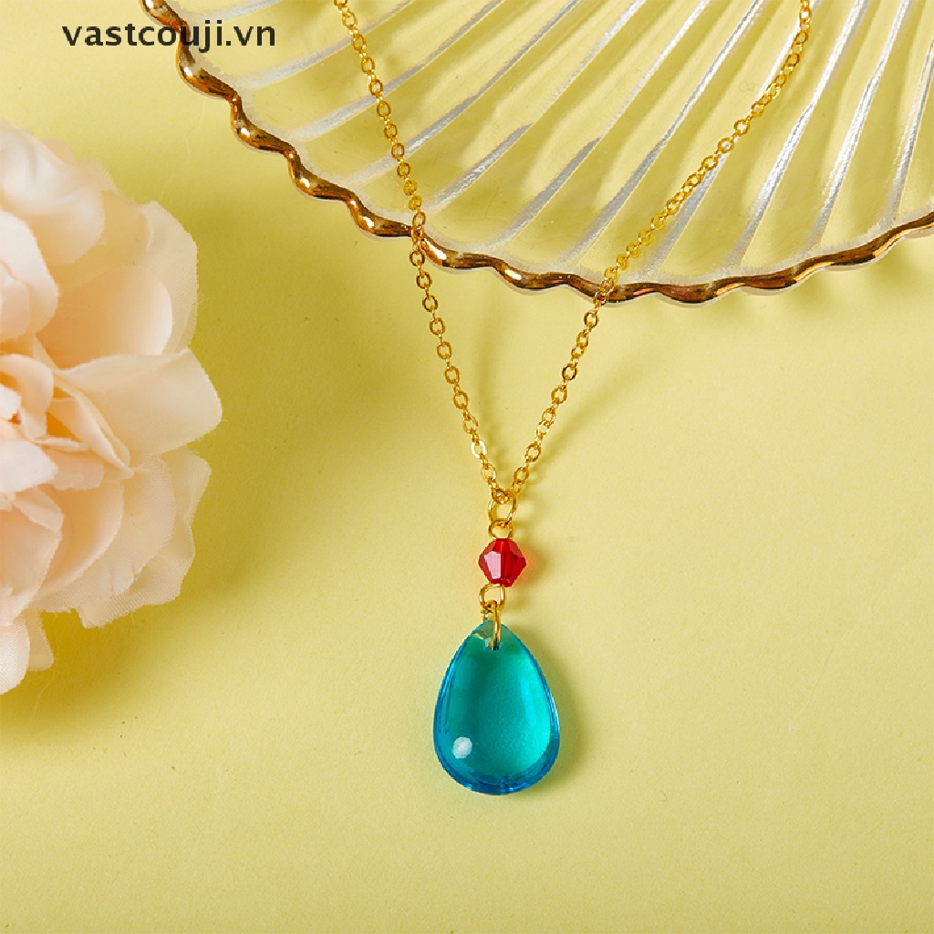 Vòng cổ Mặt Hình Giọt Nước Đính Đá Pha Lê Xanh Dương Thời Trang Cho Nữ