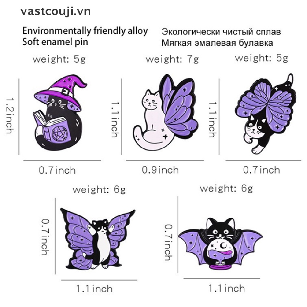 Ghim Cài Áo Hình Mèo / Bướm / Côn Trùng Đính Pha Lê Tráng Men Xinh Xắn