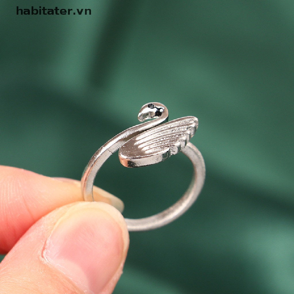 TATER Adjustable White Swan Open Ring Knitg Crochet Metal Loop Sewing Accessories VN
