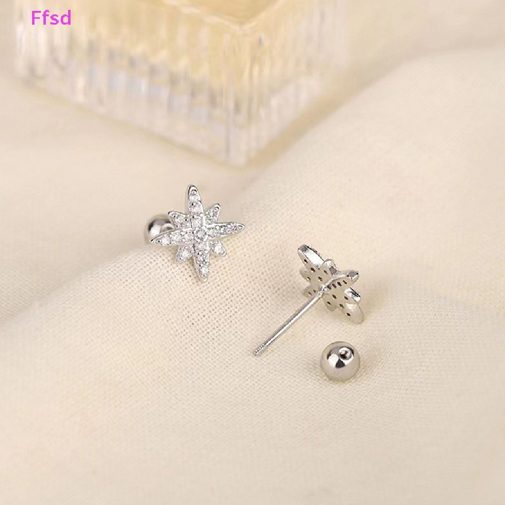 1 Đôi Khuyên Tai Đính Đá Zircon Hình Ngôi Sao Thời Trang Cho Nữ