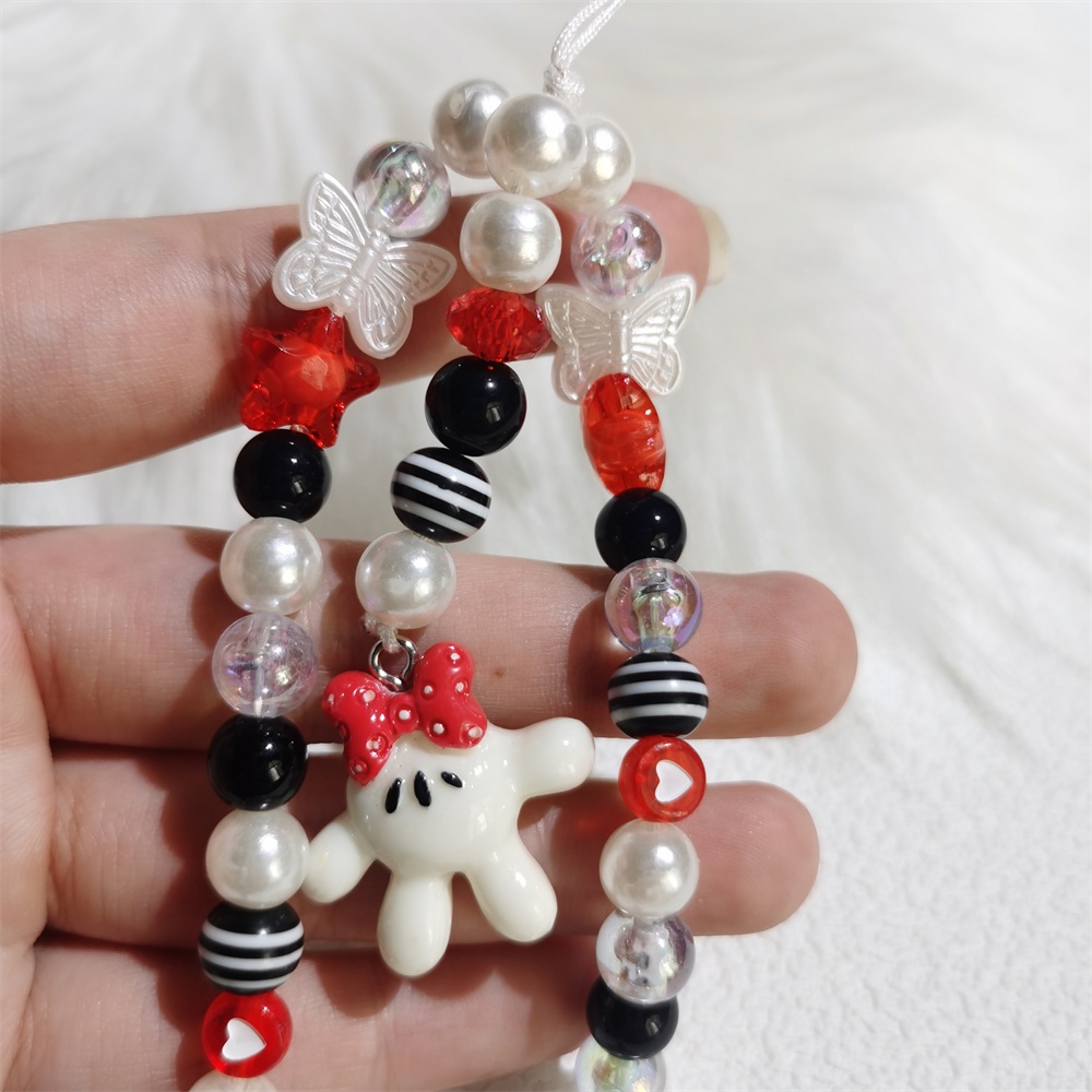Dây Treo Điện Thoại Di Động Dạng Chuỗi Hạt Acrylic Nhiều Màu Chống Thất Lạc Hình Minnie Dễ Thương
