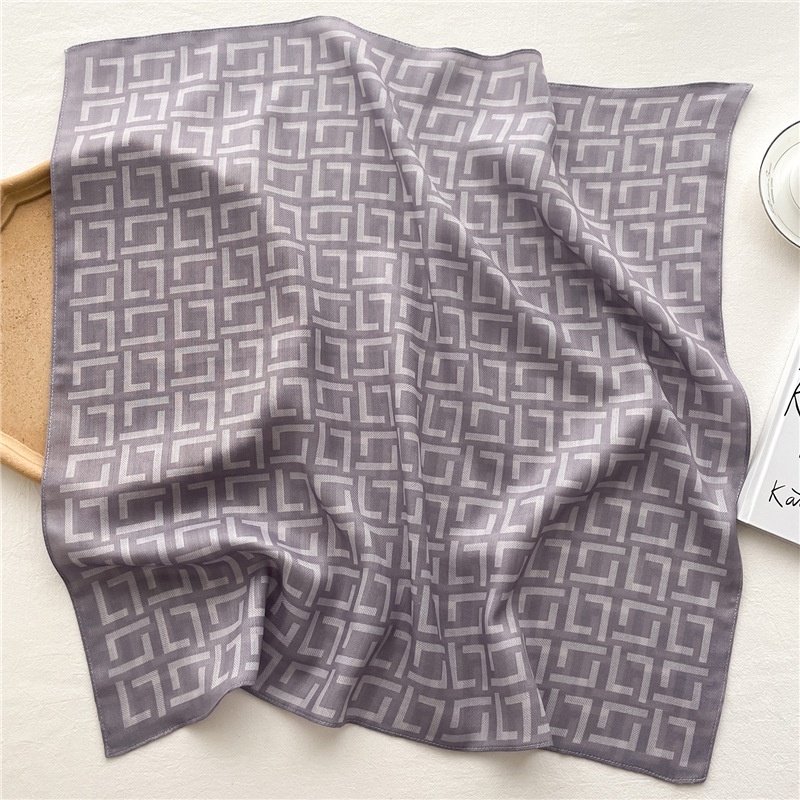 Khăn Choàng Cổ Hình Vuông 65cm Bằng Cotton Lanh Mỏng In Họa Tiết Xương Cá Thời Trang Xuân Hè