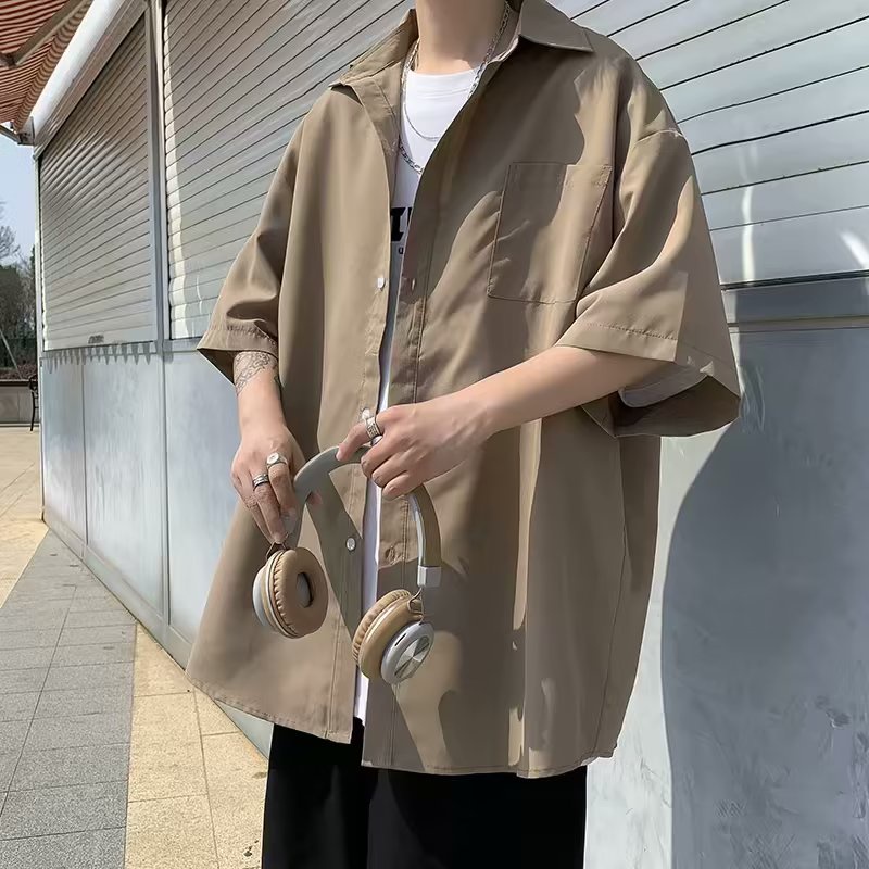 Áo Sơ Mi Đồng Phục Tay Lỡ Cỡ Lớn Kiểu Nhật Bản Cá Tính Cho Nam