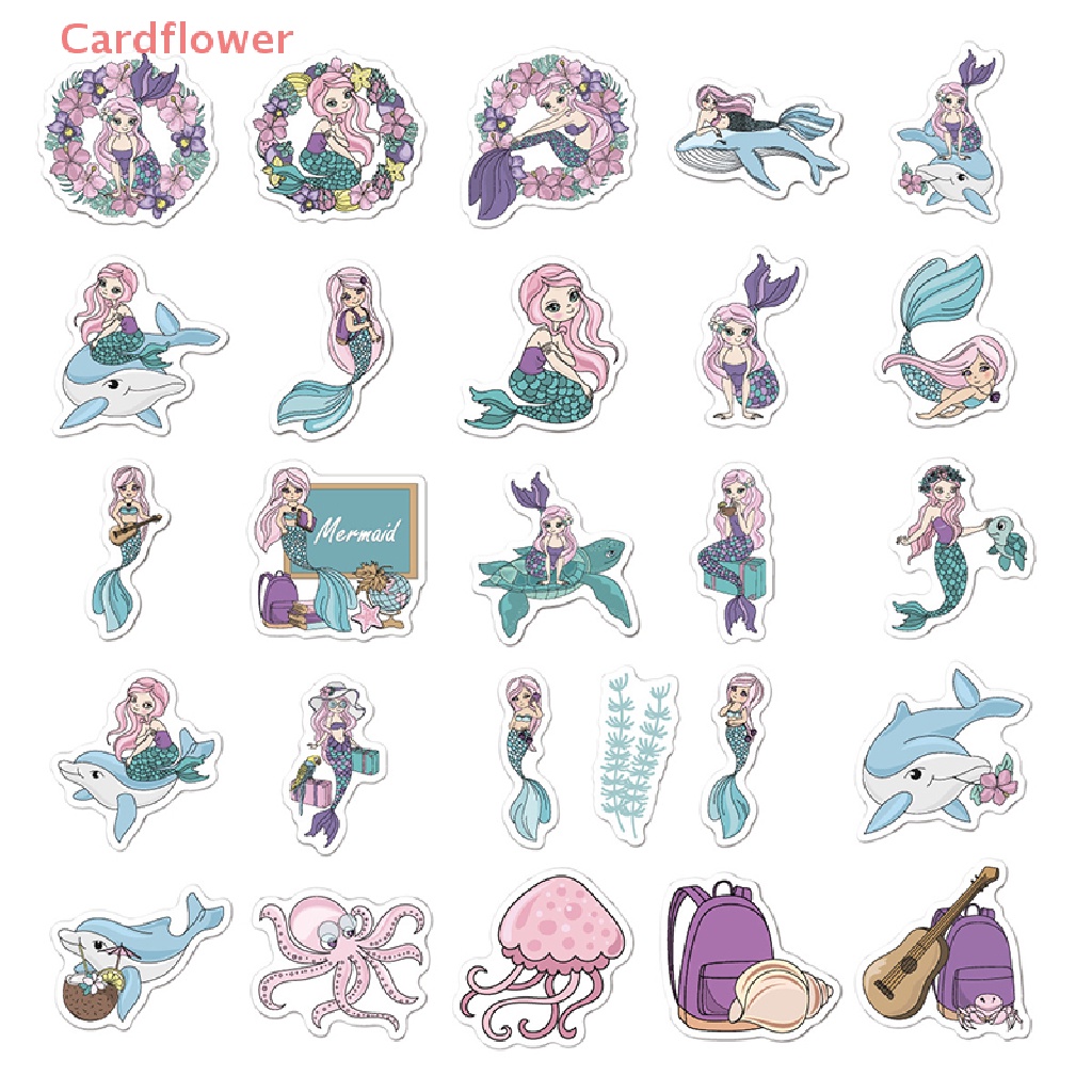 50 Sticker Dán Trang Trí Hình Động Vật Biển Cho Sổ Tay Xe Máy Mới