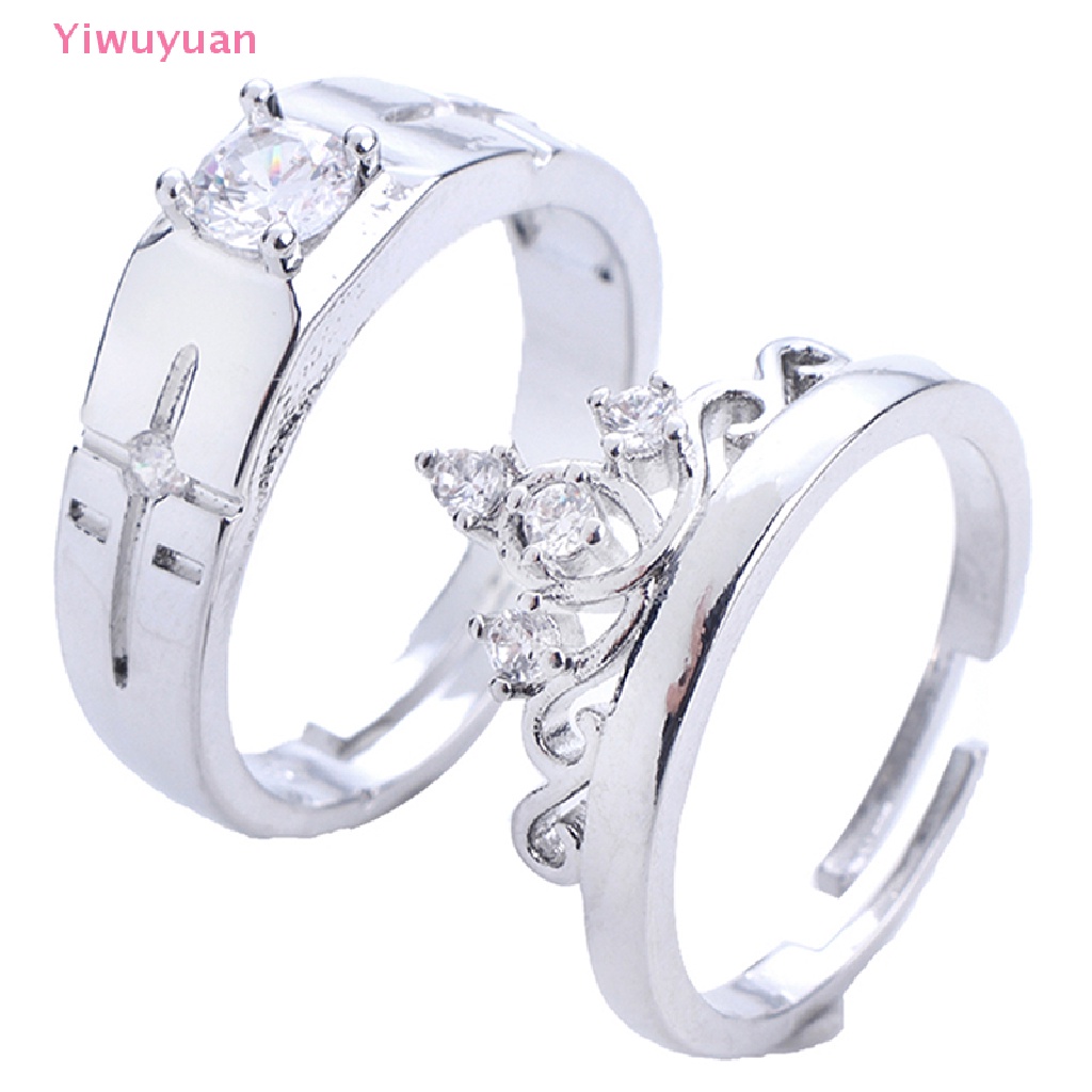 Bộ 2 Nhẫn Đính Hôn Hình Vương Miện Có Thể Điều Chỉnh Kích Cỡ Mới