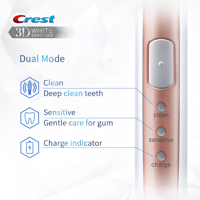 CREST Bàn Chải Đánh Răng Điện Tử Sonic 1000 Đầu Thay Thế Sạc USB Chống Thấm Nước