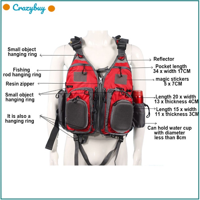Cr Áo Khoác Câu Cá Không Tay Bằng Vải Oxford Nhiều Túi Thoáng Khí Dành Cho Nam