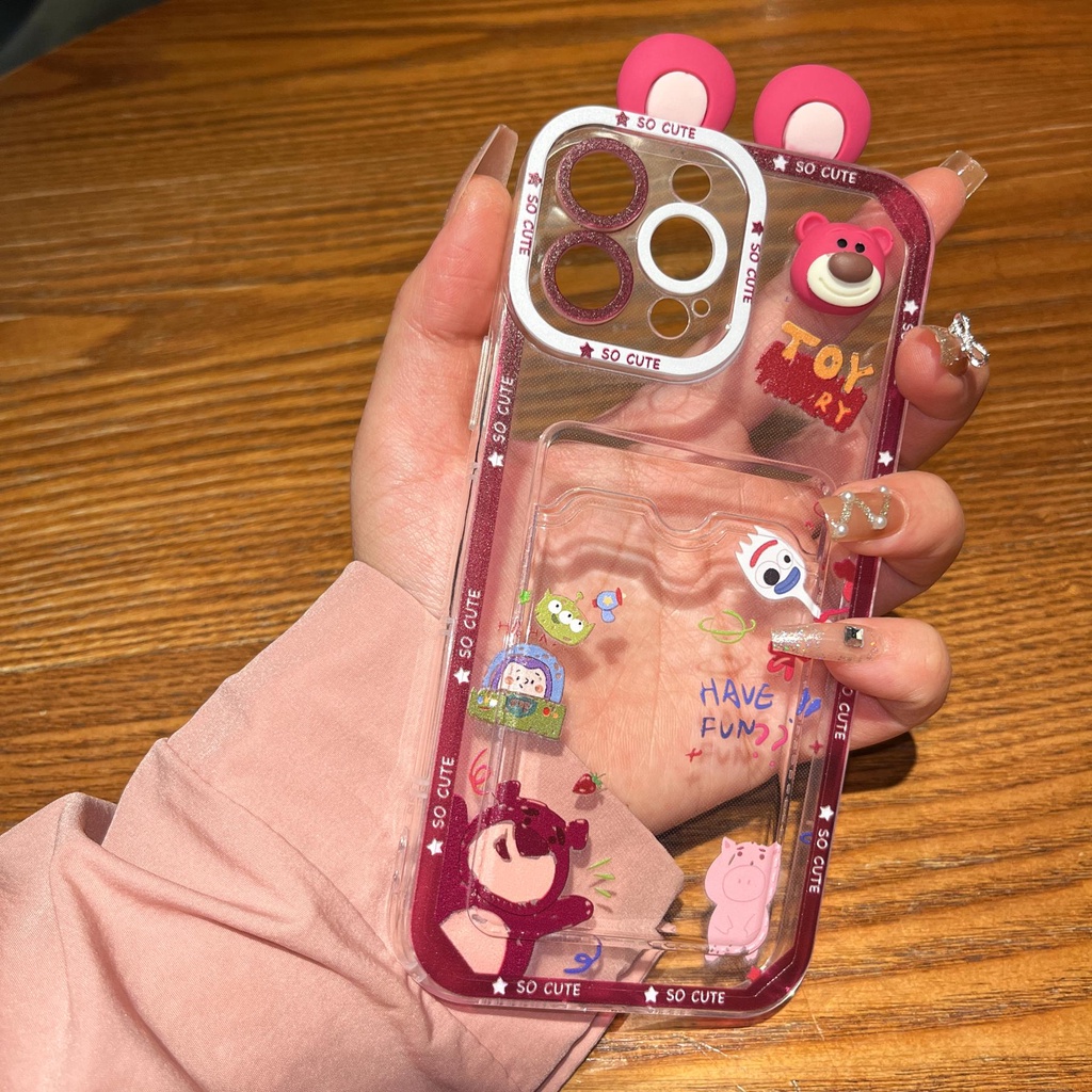 Ốp Điện Thoại Tpu Mềm Trong Suốt Hình Toy Story 3D Có Ngăn Đựng Thẻ Cho iPhone 14 13 12 11 Pro XR XS Max 7 8Plus