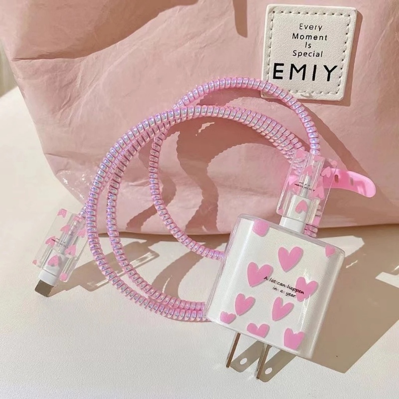 Dụng Cụ Quấn Dây Cáp Sạc USB Bằng Silicone Chống Bụi Hình Trái Tim / Bướm