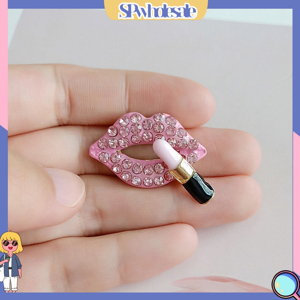 &lt;SPwholesale&gt; Son Môi Đỏ Đính Kim Cương Giả Hình Thỏi Son Trang Trí Điện Thoại Xe Hơi Thủ Công DIY