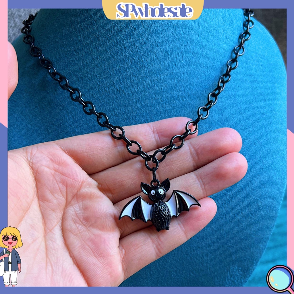 &lt;SPwholesale&gt; Vòng Cổ Choker Dây Xích Dày Phong Cách Punk Gothic Hình Dơi Hình Học Thời Trang Có Thể Điều Chỉnh Làm Quà Tặng Halloween
