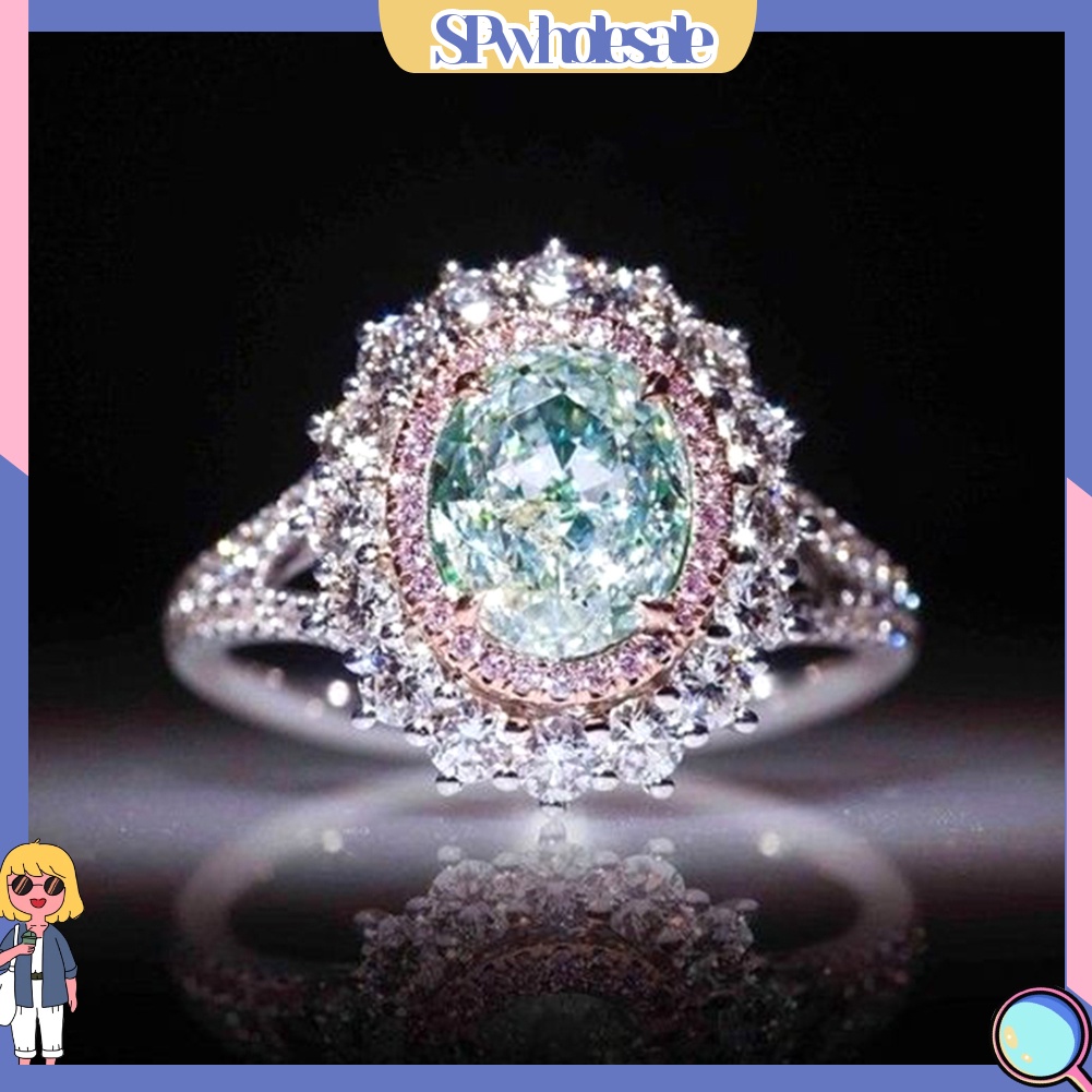 <SPwholesale> Nhẫn Cưới Đính Đá Topaz Lớn Lấp Lánh Cho Nữ