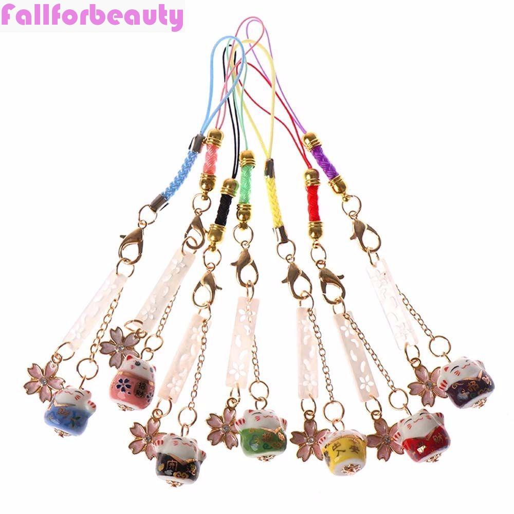 Móc Điện Thoại / Móc Khóa Hình Chú Mèo May Mắn Dễ Thương Chống Thất Lạc DIY