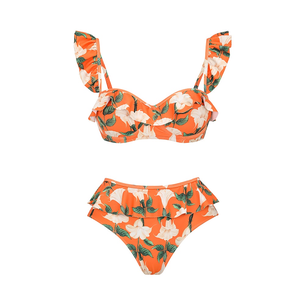 Bộ Đồ Bơi Hai Mảnh Tay Bèo Lưng Cao Thời Trang Đi Biển 2023