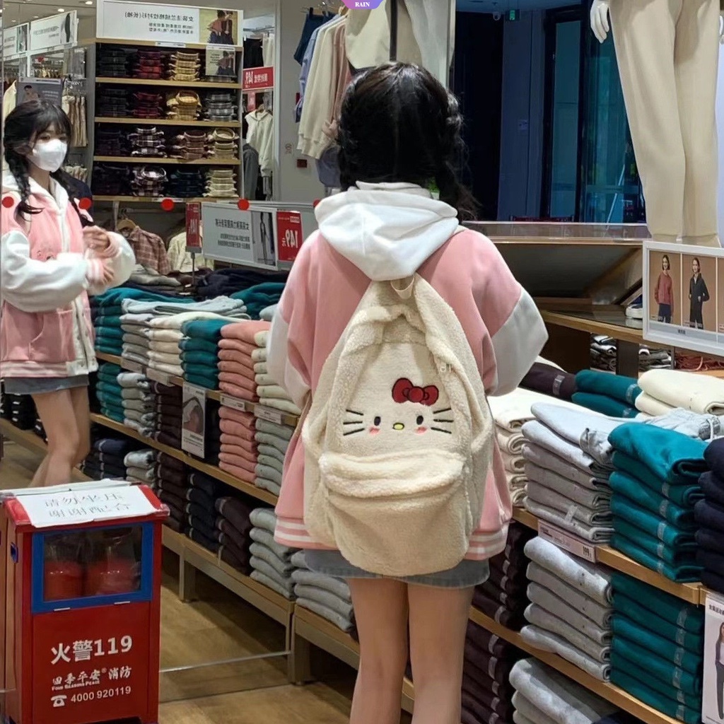 Balo Đeo Vai Y2k Vải Bông Thêu Họa Tiết Sanrio Hello Kitty Dễ Thương Sức Chứa Lớn Phong Cách Nhật Bản Cho Nữ