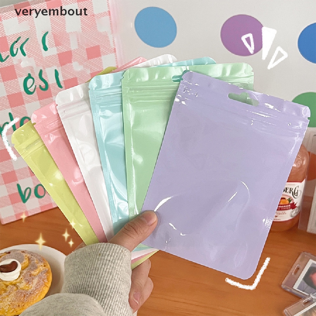 Set 10 Túi Zip Bằng Nhựa Dày Dặn Màu Sắc Macaron Đựng Cọ Trang Điểm