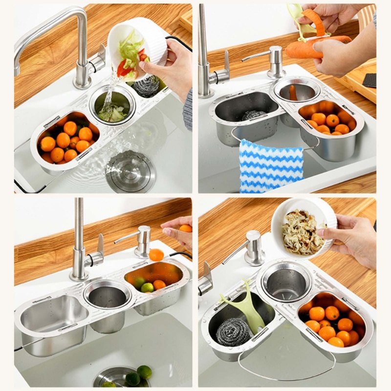 Rổ Đựng Đồ Thoát Nước Bằng Thép Không Gỉ Cho Bồn Rửa Nhà Bếp