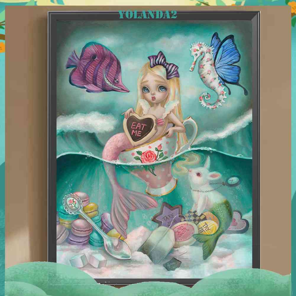 Bộ Tranh Đính Đá 5D Họa Tiết Alice in Wonderland Độc Đáo DIY Dùng Trang Trí Nhà Cửa