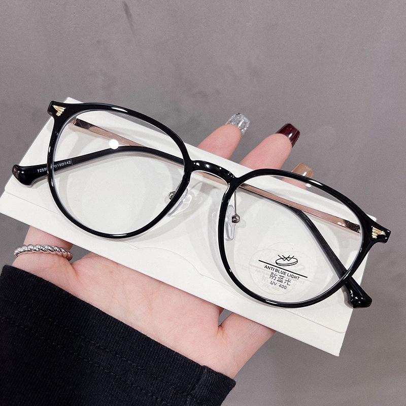 Mắt Kính Gọng Tròn Chống Bức Xạ Bằng Kim Loại Phong Cách Hàn Quốc Cổ Điển Dành Cho Nam Nữ
