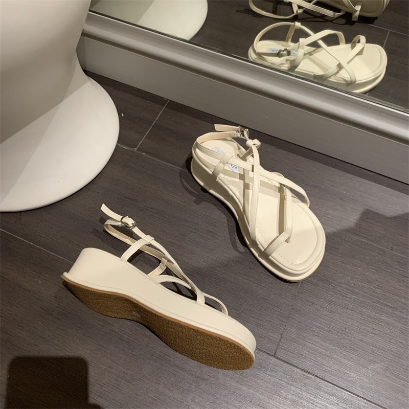 Sandal Đế Xuồng Dày Qua Gối Phong Cách Roman Thời Trang Mùa Hè 2023 Mới Cho Nữ