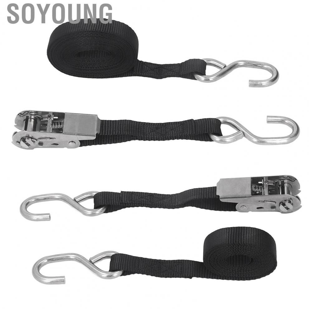 Soyoung Ratchet Tie Down Straps  Sturdy Construction Flexible Precise Stitching High Toughness 2PCS Ratcheting Securing for Ship