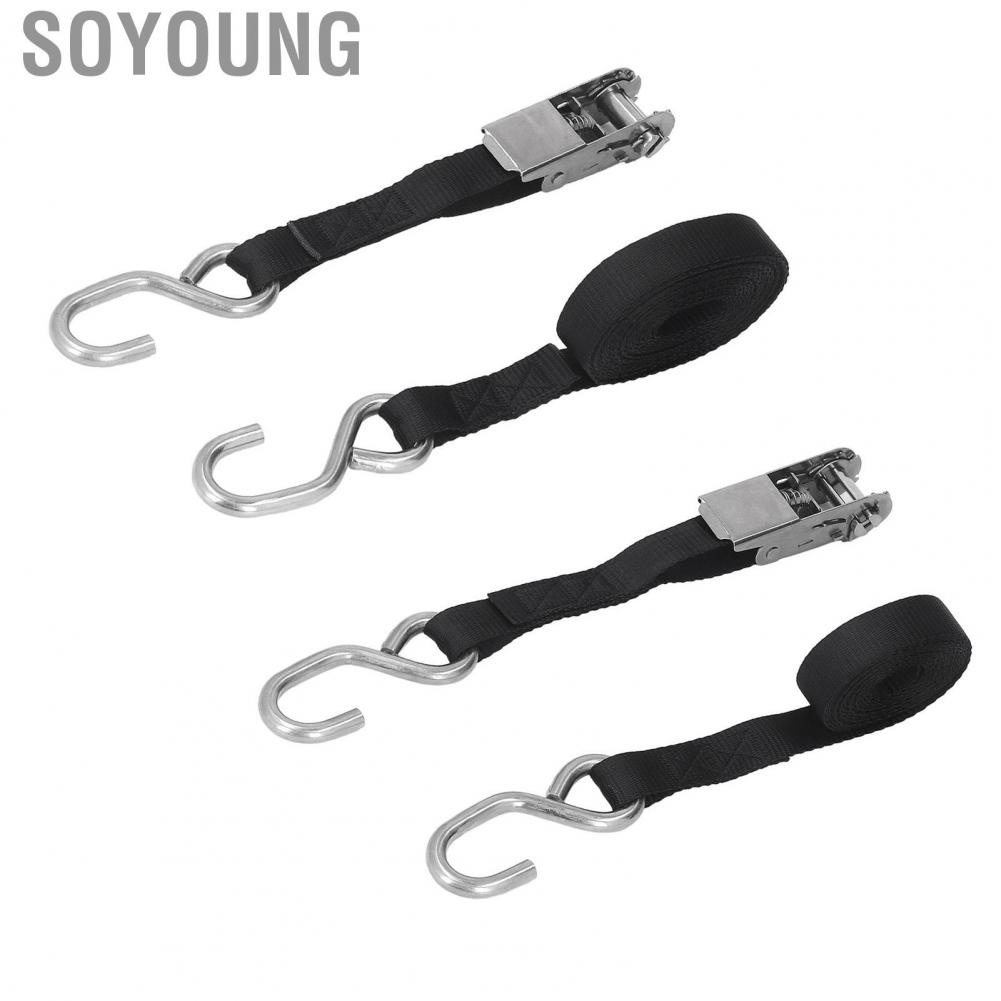 Soyoung Ratchet Tie Down Straps  Sturdy Construction Flexible Precise Stitching High Toughness 2PCS Ratcheting Securing for Ship
