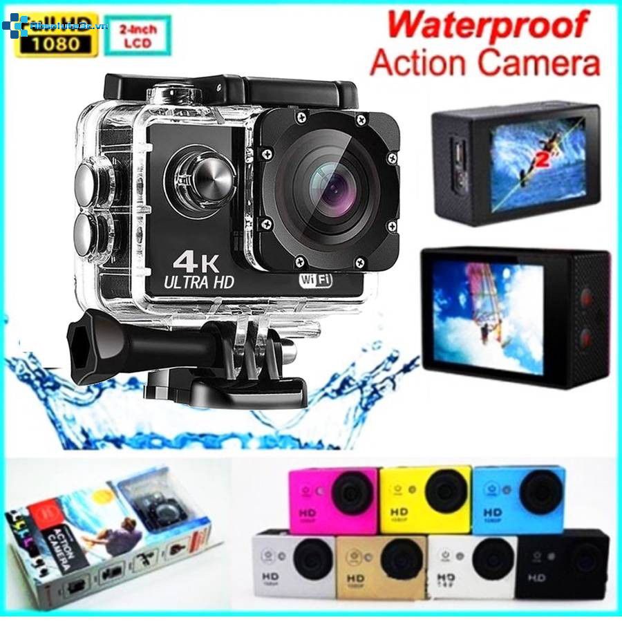 Camera Hành Trình 20MP 4K Ultra HD Màn Hình LCD 170D 30M Go Pro Chống Thấm Nước Kèm Điều Khiển