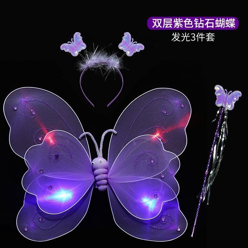 Đầm Công Chúa Hình Cánh Bướm Màu Cầu Vồng Phát Sáng Cho Bé Gái