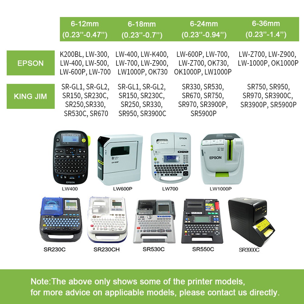 1pk Băng Keo SS12KW Cho Máy In Nhãn EPSON LC-4WBN9 EPSON LC-300 LW-400 LW-600P LW-700