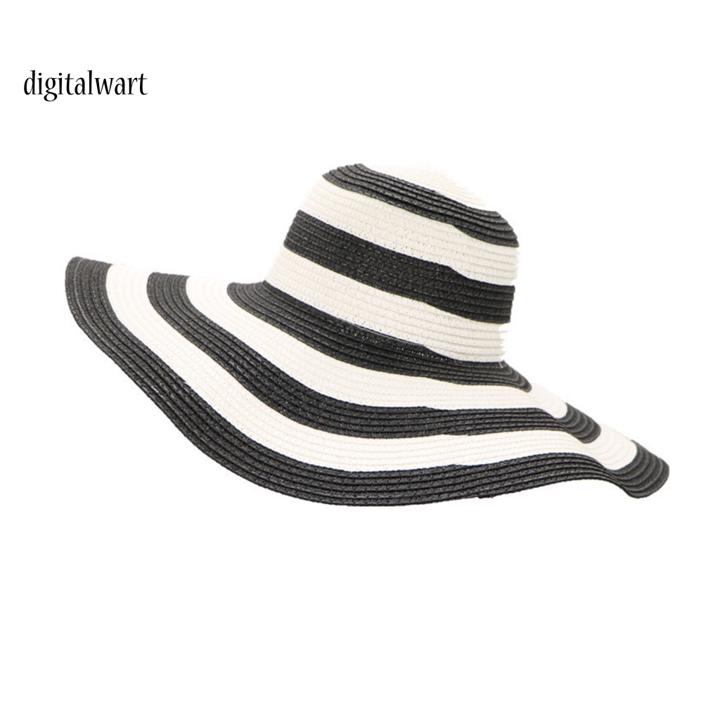 Kỹ Thuật Số| Nón Bucket Rộng Vành Hoạ Tiết Kẻ Sọc Màu Sắc Tương Phản Thời Trang Mùa Hè Cho Phái