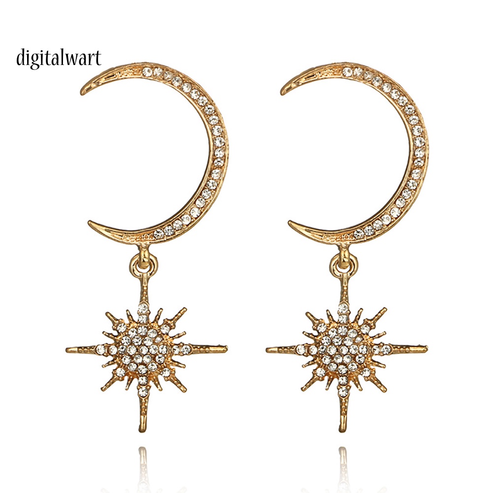 Kỹ Thuật Số| Bông Tai Hình Mặt Trăng Đính Đá Sang Trọng Cho Cô Dâu