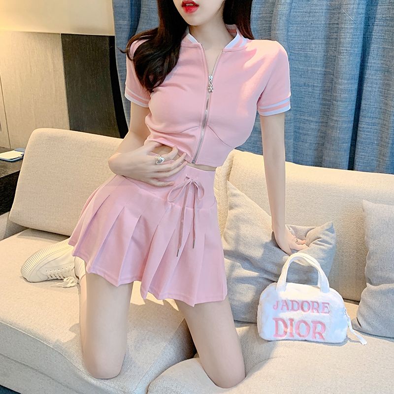 [F &amp; X] Set Đồ Thể Thao Hai Mảnh Váy Ngắn Mỏng Phong Cách Thời Trang Mùa Hè Ngọt Ngào Cho Nữ y2k