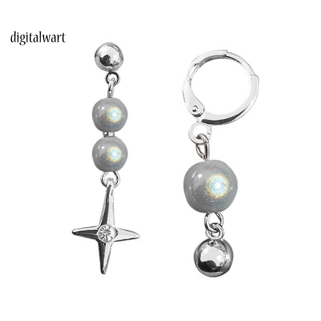 Kỹ Thuật Số| 1 Đôi Bông Tai Xỏ Lỗ Bất Đối Xứng Màu Sáng Thời Trang Dành Cho Nữ