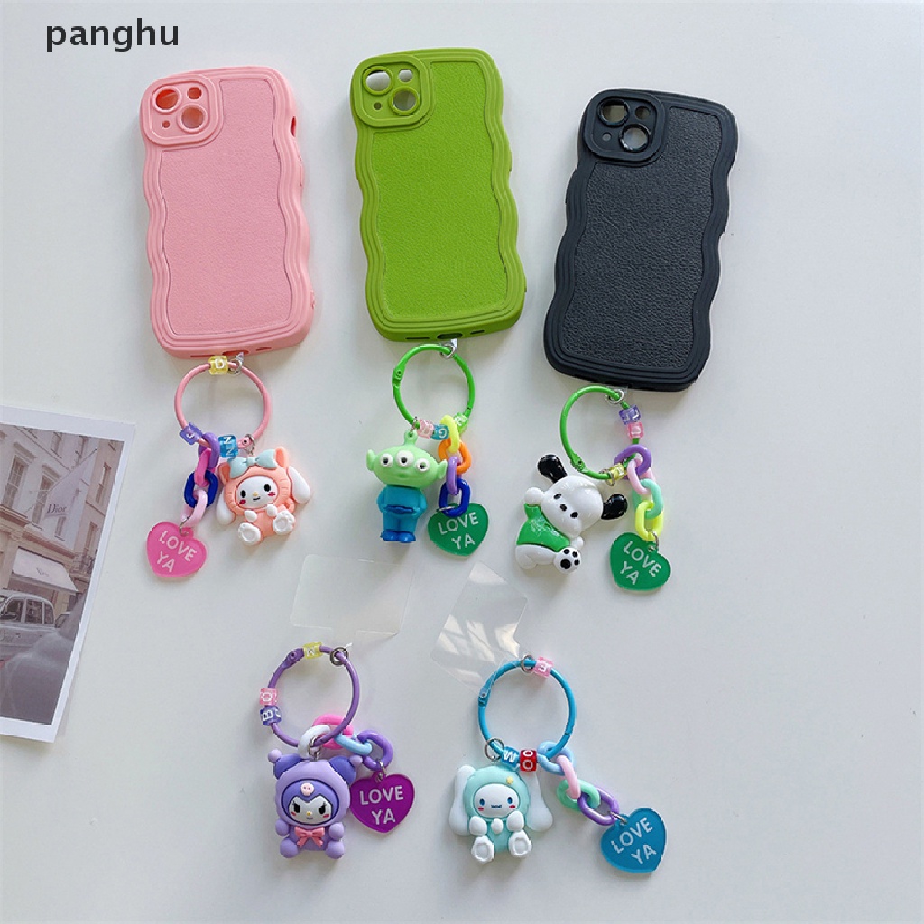 [panghu] Mặt Dây Đeo Điện Thoại Bằng Acrylic Màu Kẹo Hình Động Vật Dễ Thương DIY