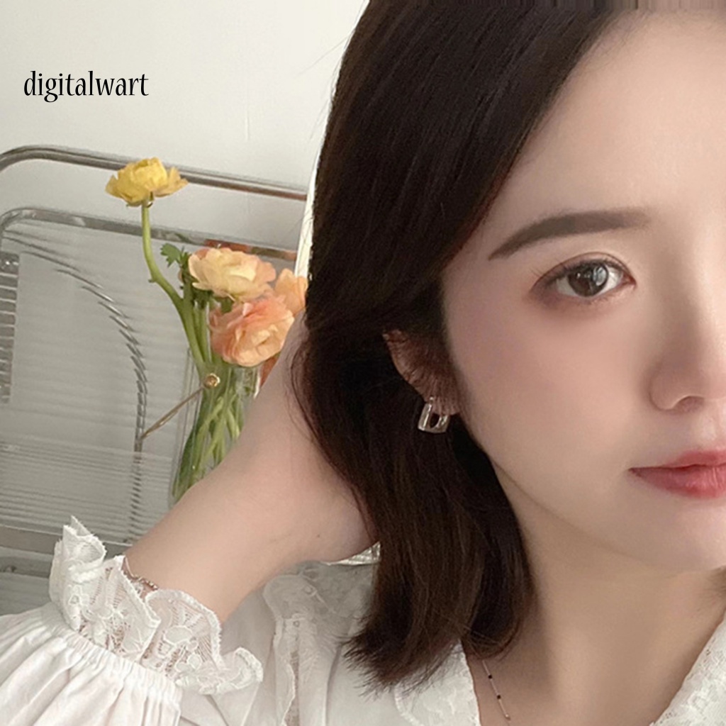 Kỹ Thuật Số| 1 Khuyên Tai Lủng Lẳng Mặt Vuông Dày Mịn Phong Cách Hip Hop Unisex