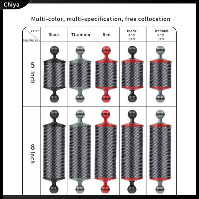 Cánh Tay Phao 5 / 8 / 10 / 12inch D60mm Bằng Sợi Carbon Kèm Đầu Bi 1 Inch Hỗ Trợ Chụp Ảnh Dưới Nước