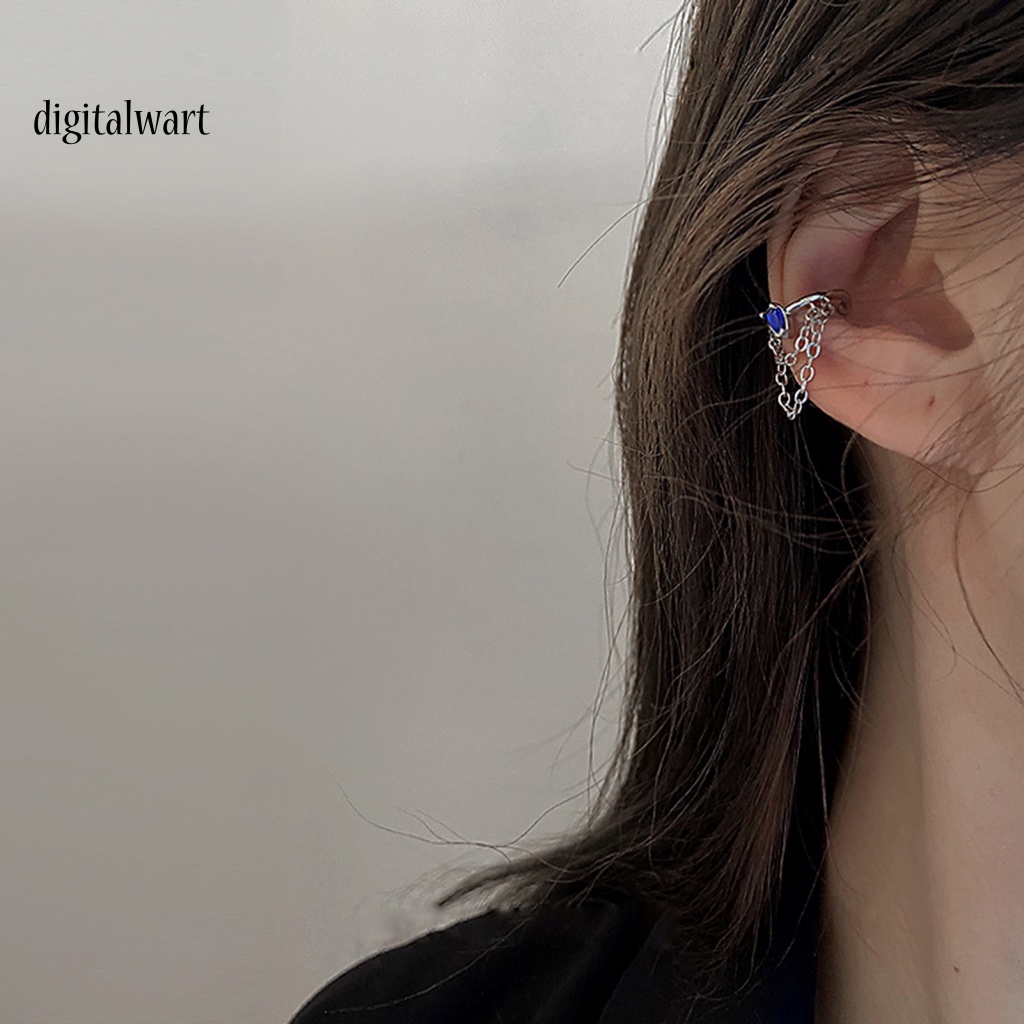 Kỹ Thuật Số| 1 Bông Tai Dạng Kẹp Hình Khối Ngôi Sao / Hình Học Đính Đá Zircon Phối Dây Xích Tua Rua Phong Cách