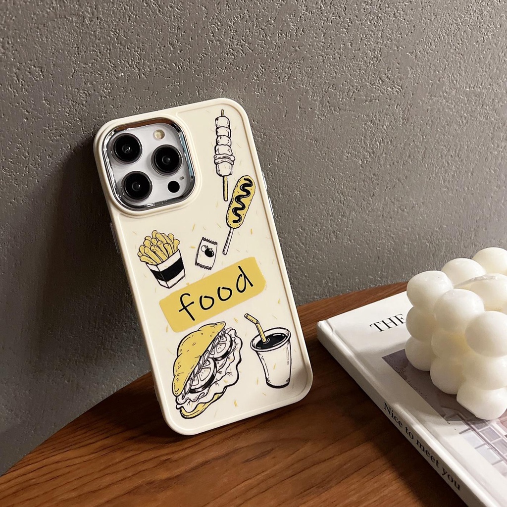 Ốp Điện Thoại Silicon TPU Mềm Mạ Điện Họa Tiết Cà Phê Đơn Giản Bảo Vệ Ống Kính Máy Ảnh Cho iphone 14 12 13 11 Pro Max