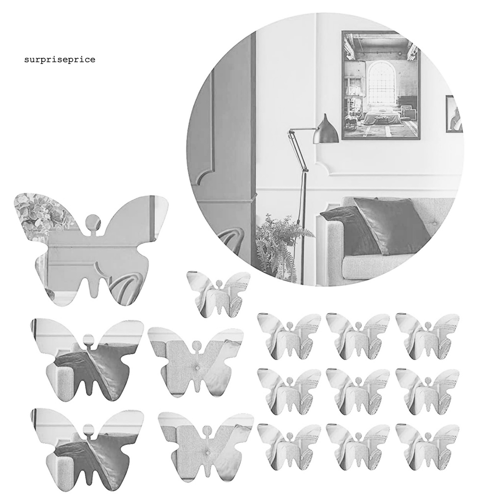 1 Bộ Sticker Dán Tường Mặt Gương Acrylic Hình Bướm Có Thể Tháo Gỡ Cho Nhà Ở