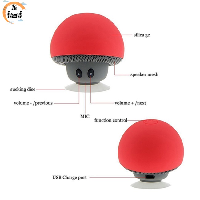 [IS] Loa Bluetooth Không Dây Mini Chống Thấm Nước Có Thể Sạc Lại Hình Cây Nấm