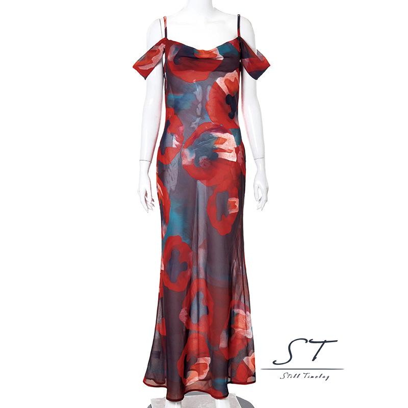 Đầm Dài Hai Dây Mềm Mại In Họa Tiết Thời Trang Mùa Hè Dành Cho Bạn Nữ CY03