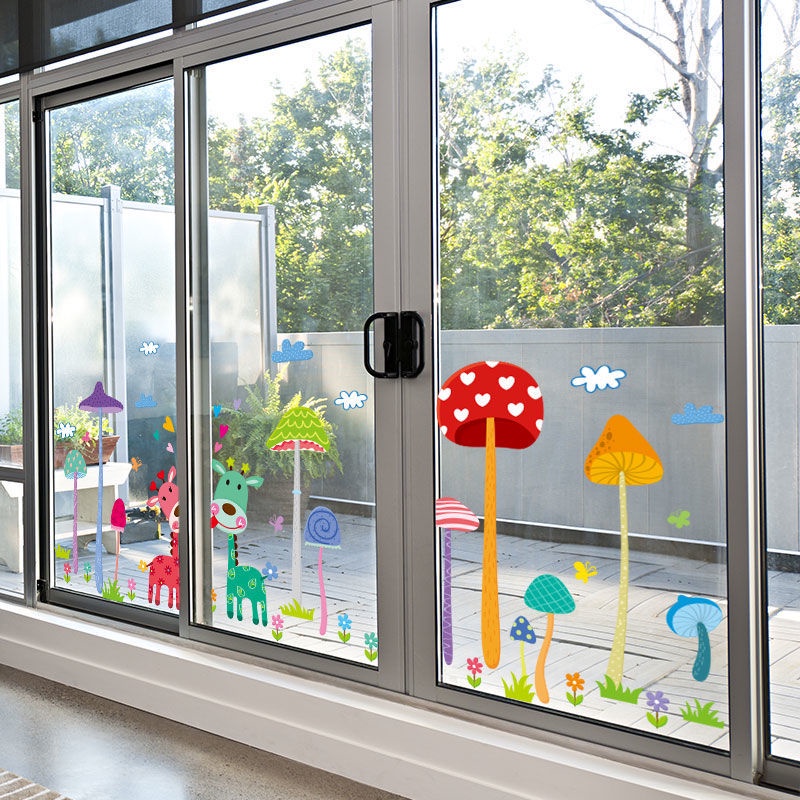 Miếng Dán Trang Trí Cửa Kính Họa Tiết Hoạt Hình 3d Dễ Thương Cho Bé Mẫu Giáo