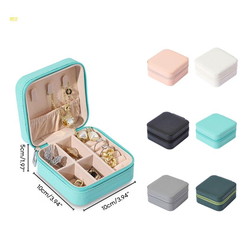 Hộp Đựng Trang Sức Bằng Da PU Có Khóa Kéo Sắp Xếp Gọn Gàng Trang Trí Nhà