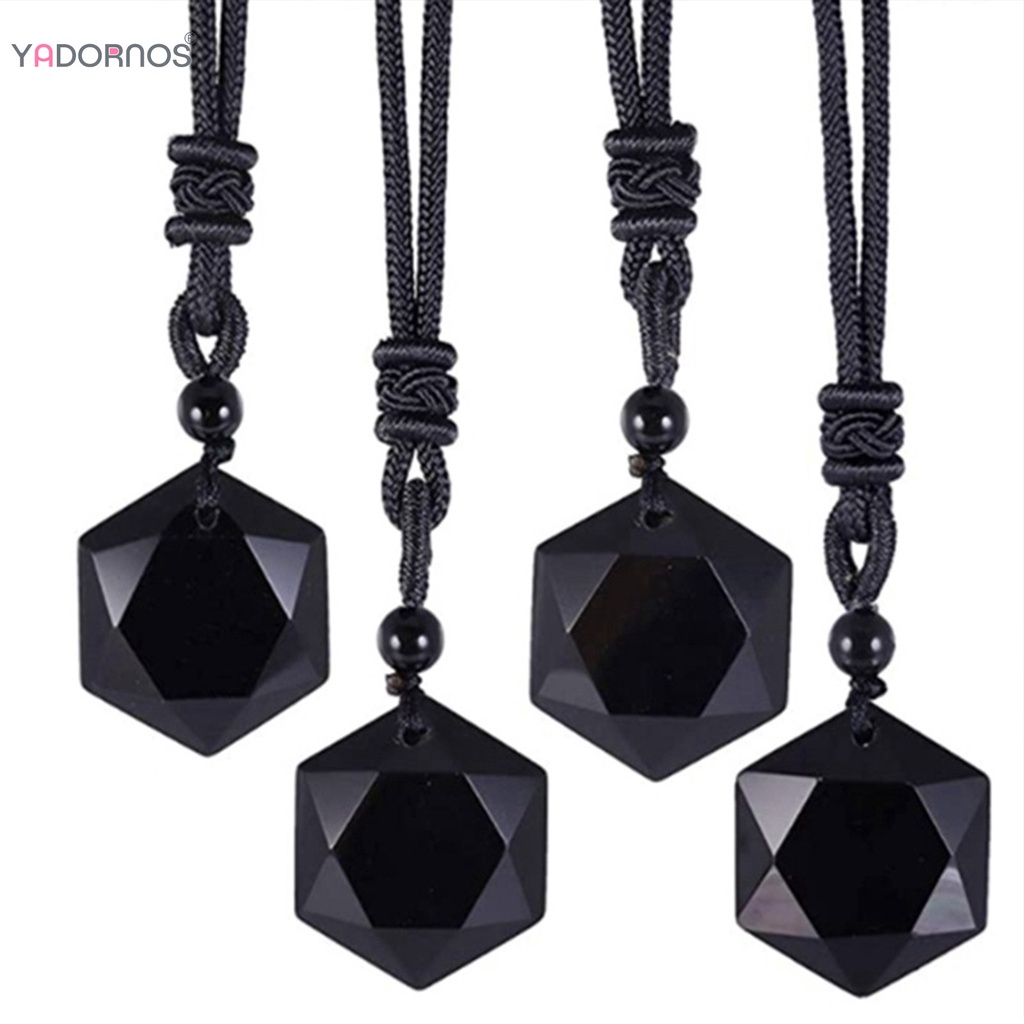 Vòng cổ Mặt Đá Obsidian YADORNOS Cho Nam Và Nữ