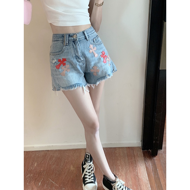 Quần Short Denim Lưng Cao Ống Rộng Thời Trang Cá Tính